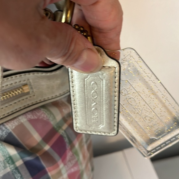 COACH POPPY DAISY MADRAS PASTEL TARTAN PLAID CROSSBODY BAG F22146 - Picture 4 of 9